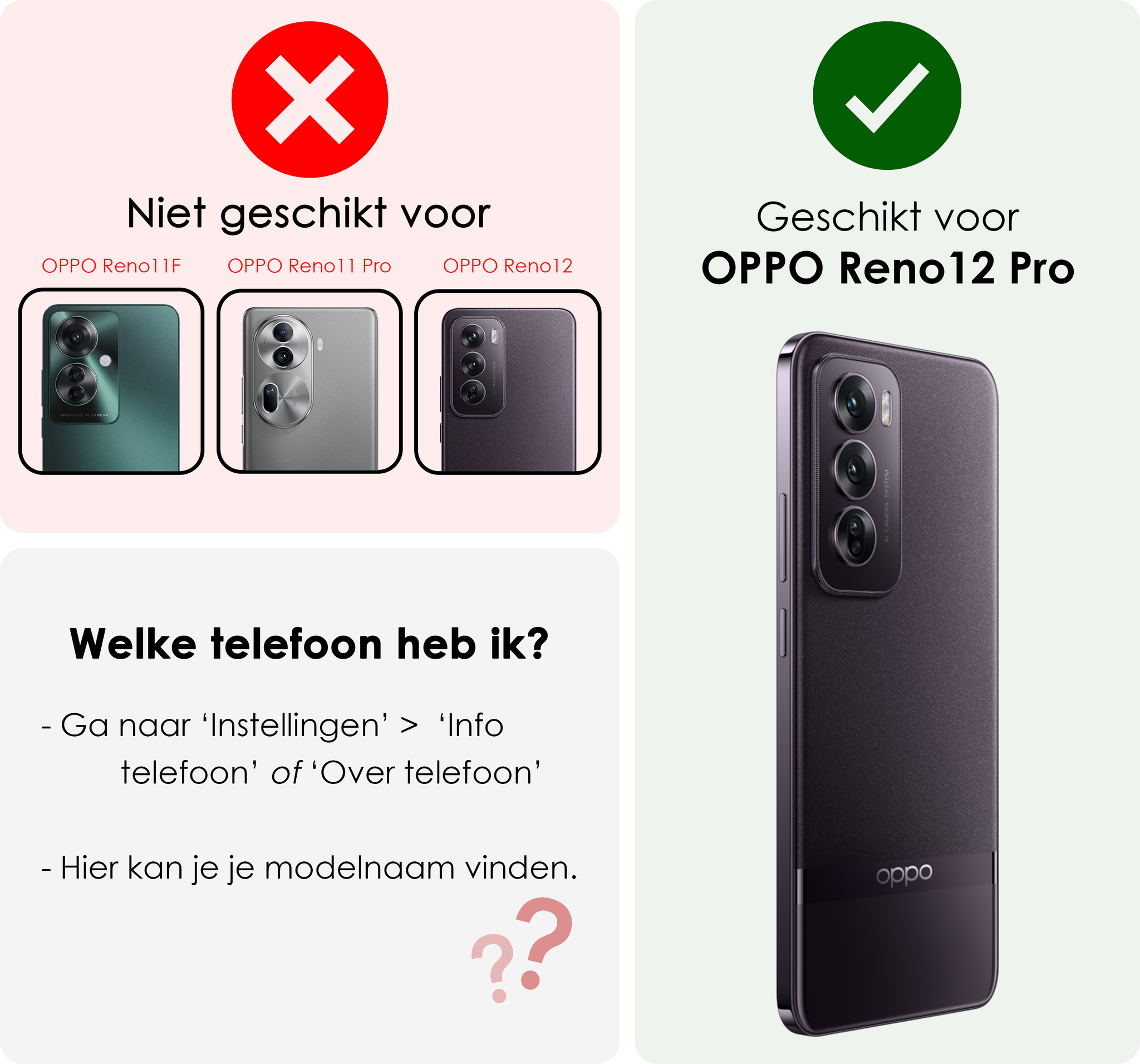 NoXx Hoes Geschikt voor Oppo Reno12 Pro Hoesje Cover Siliconen Back Case Hoes Met Screenprotector - Transparant