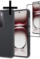 NoXx Hoes Geschikt voor Oppo Reno12 Pro Hoesje Cover Siliconen Back Case Hoes Met Screenprotector - Transparant