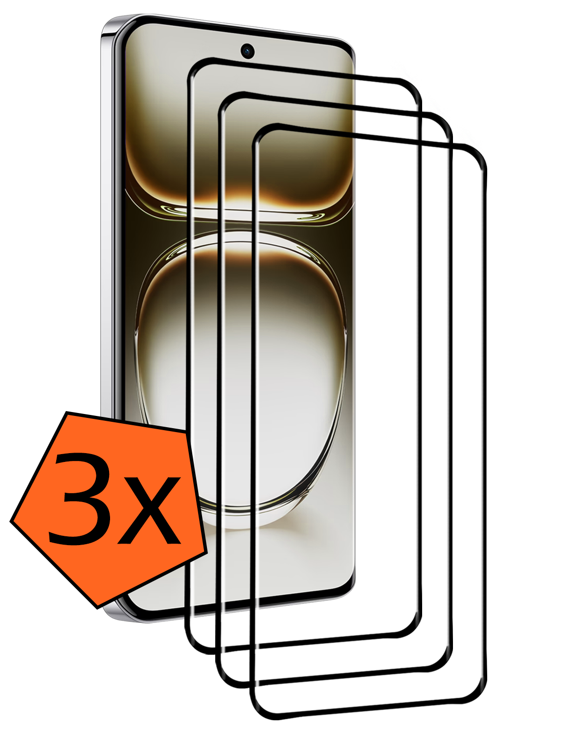 Nomfy Screenprotector Geschikt voor Oppo Reno12 Pro Screenprotector Bescherm Glas - Screenprotector Geschikt voor Oppo Reno12 Pro Screen Protector Tempered Glass Full Screen Full Cover - 3 PACK