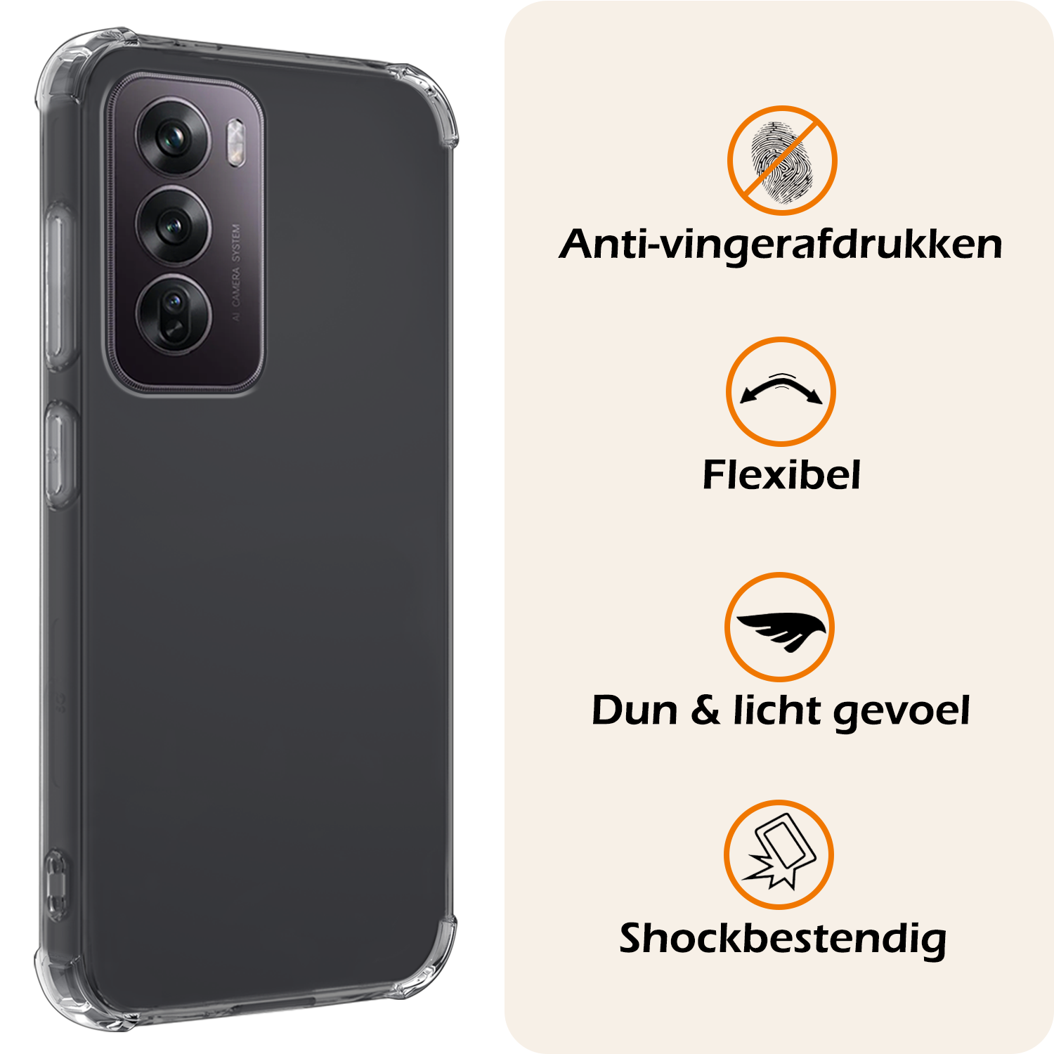 Nomfy Hoesje Geschikt voor Oppo Reno12 Pro Hoesje Shock Proof Cover Case Shockproof Met 2x Screenprotector - Hoes Geschikt voor Oppo Reno12 Pro Hoes Siliconen Back Case - Transparant