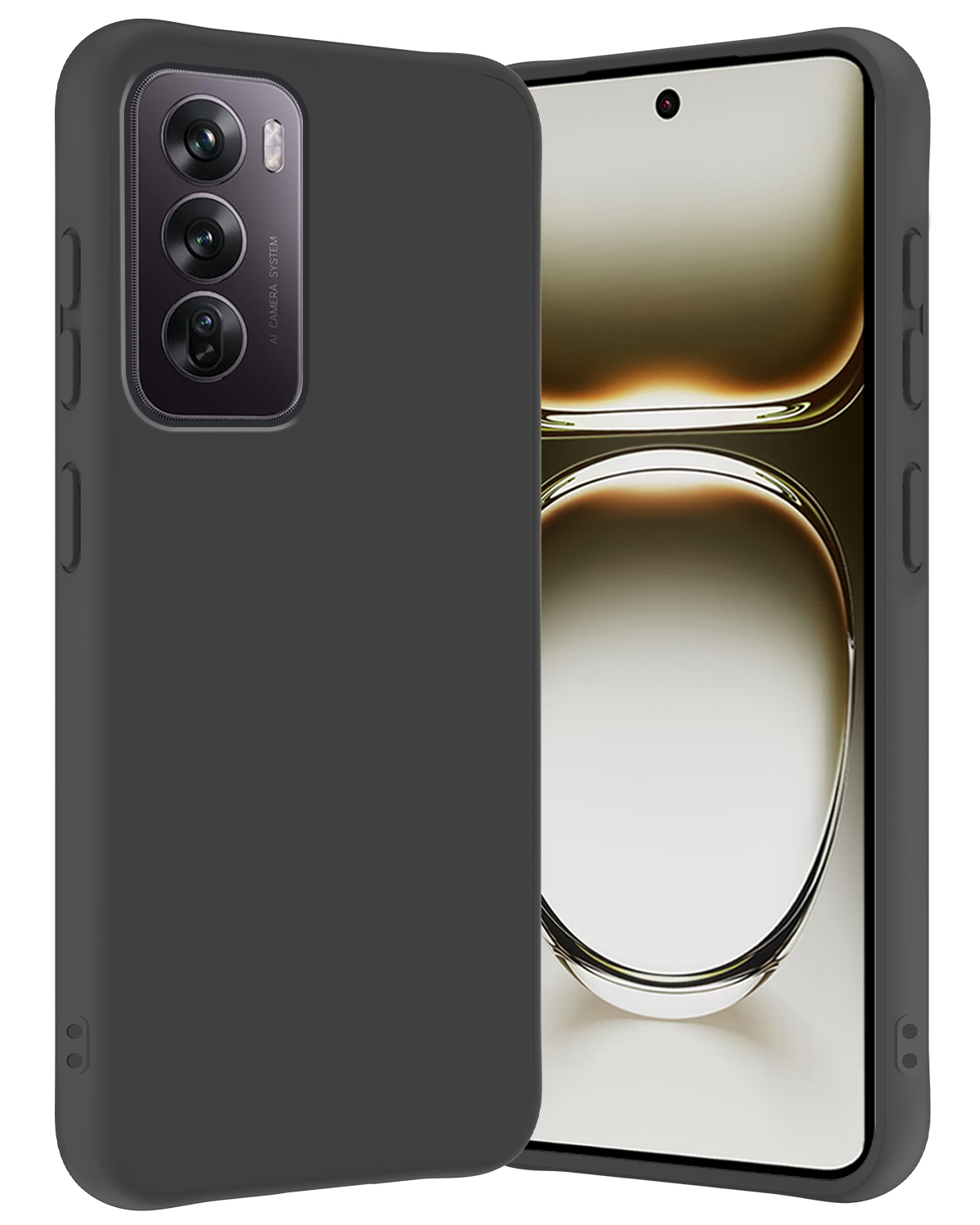 Nomfy Hoesje Geschikt voor Oppo Reno12 Pro Hoesje Siliconen Cover Case - Hoes Geschikt voor Oppo Reno12 Pro Hoes Back Case - Zwart