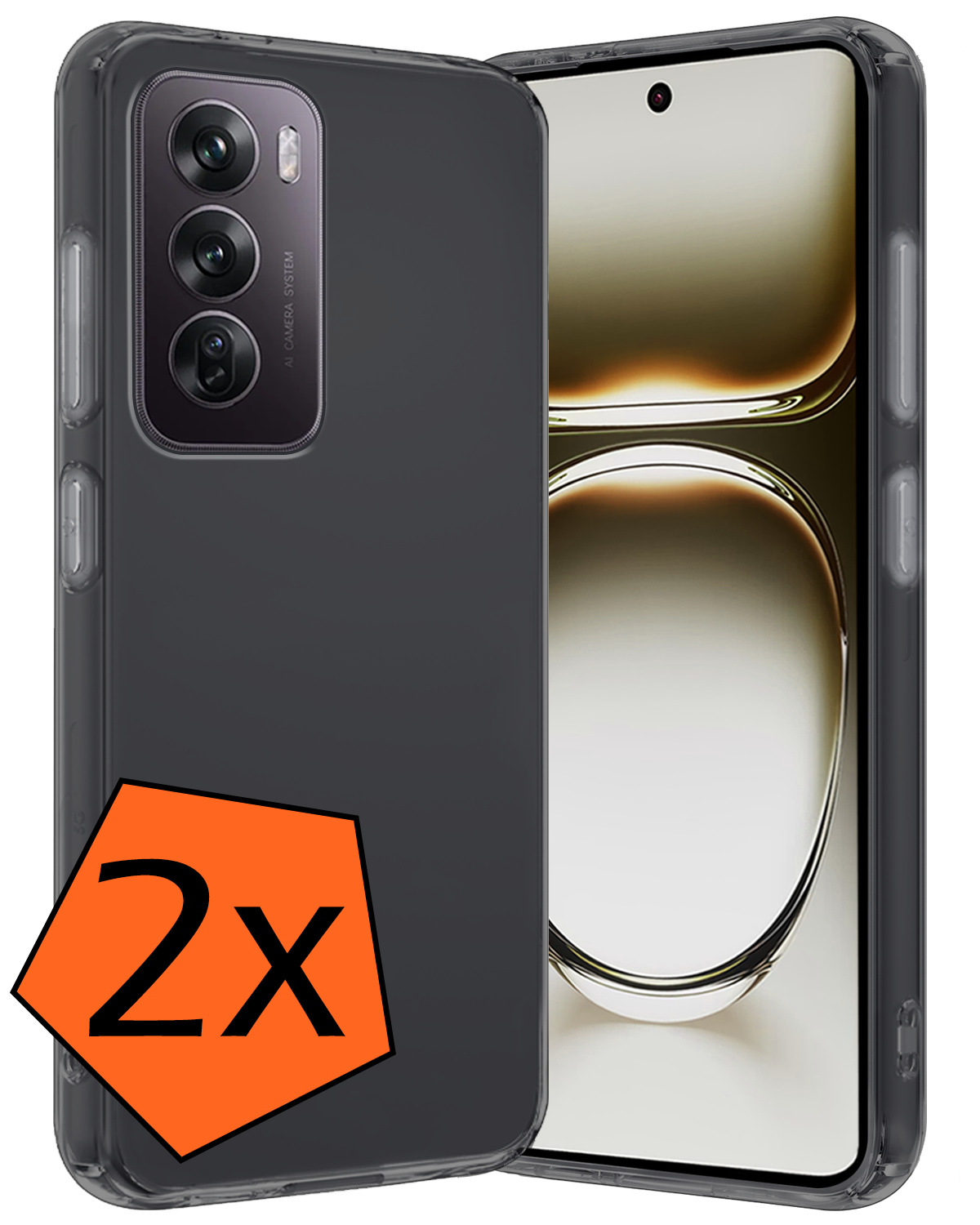 Nomfy Hoesje Geschikt voor Oppo Reno12 Pro Hoesje Siliconen Cover Case - Hoes Geschikt voor Oppo Reno12 Pro Hoes Back Case - 2-PACK - Transparant