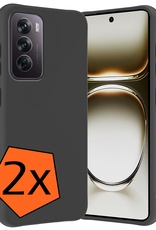 Nomfy Hoesje Geschikt voor Oppo Reno12 Pro Hoesje Siliconen Cover Case - Hoes Geschikt voor Oppo Reno12 Pro Hoes Back Case - 2-PACK - Zwart