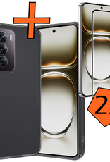 Nomfy Hoesje Geschikt voor Oppo Reno12 Pro Hoesje Siliconen Cover Case Met 2x Screenprotector - Hoes Geschikt voor Oppo Reno12 Pro Hoes Back Case - Transparant