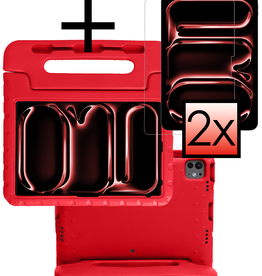 NoXx NoXx iPad Pro 2024 (13 inch) Kinderhoes Met 2x Screenprotector - Rood