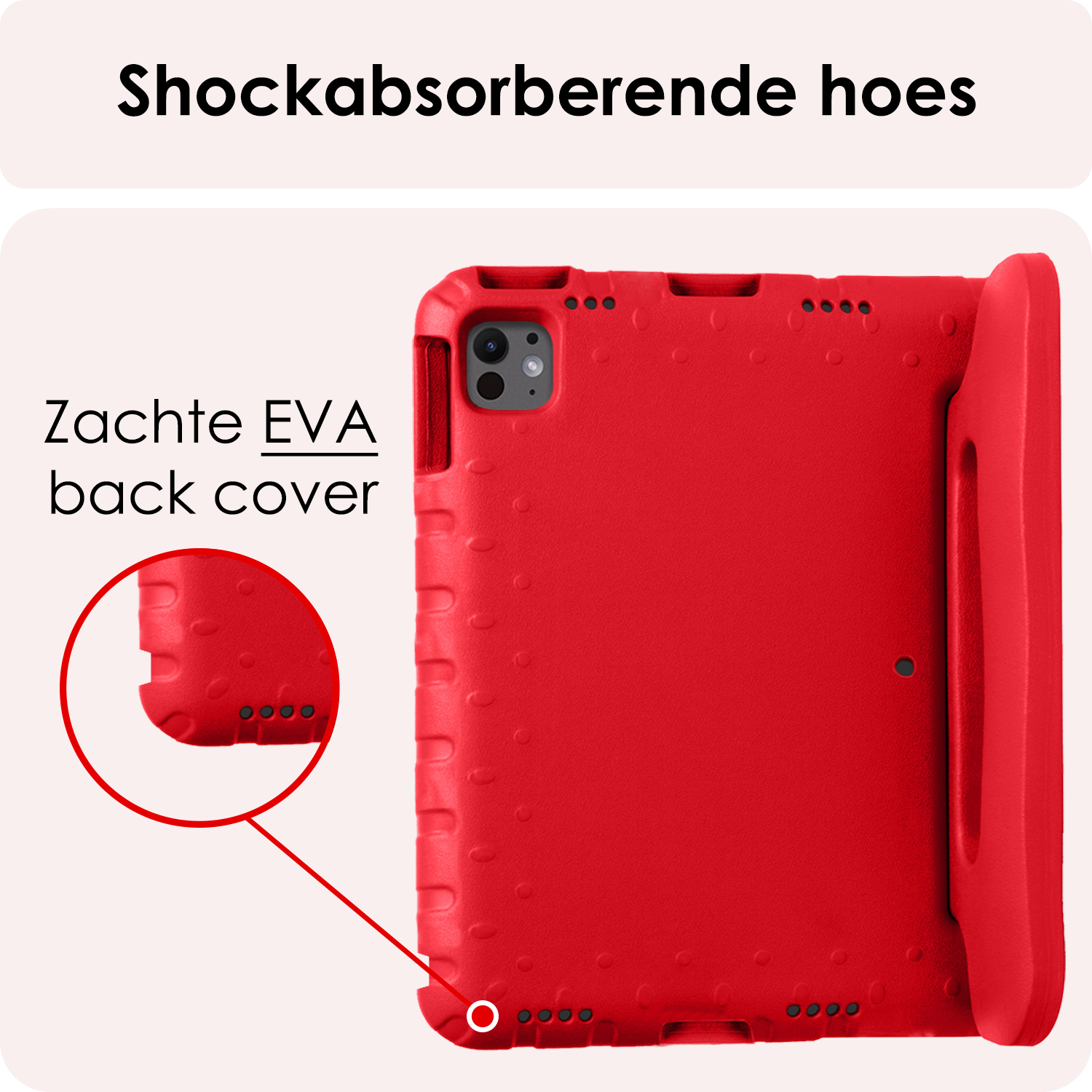 NoXx iPad Pro 13 inch 2024 Hoes Kinder Hoesje Kids Case Cover Kids Proof Met 2x Screenprotector - iPad Pro 13 inch 2024 Kinder Hoes - Rood