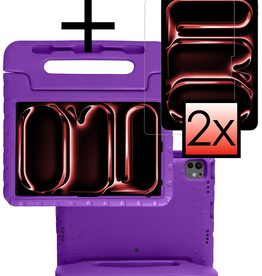 NoXx NoXx iPad Pro 2024 (13 inch) Kinderhoes Met 2x Screenprotector - Paars