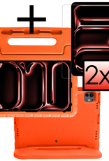 NoXx iPad Pro 13 inch 2024 Hoes Kinder Hoesje Kids Case Cover Kids Proof Met 2x Screenprotector - iPad Pro 13 inch 2024 Kinder Hoes - Oranje