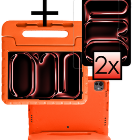 NoXx NoXx iPad Pro 2024 (13 inch) Kinderhoes Met 2x Screenprotector - Oranje