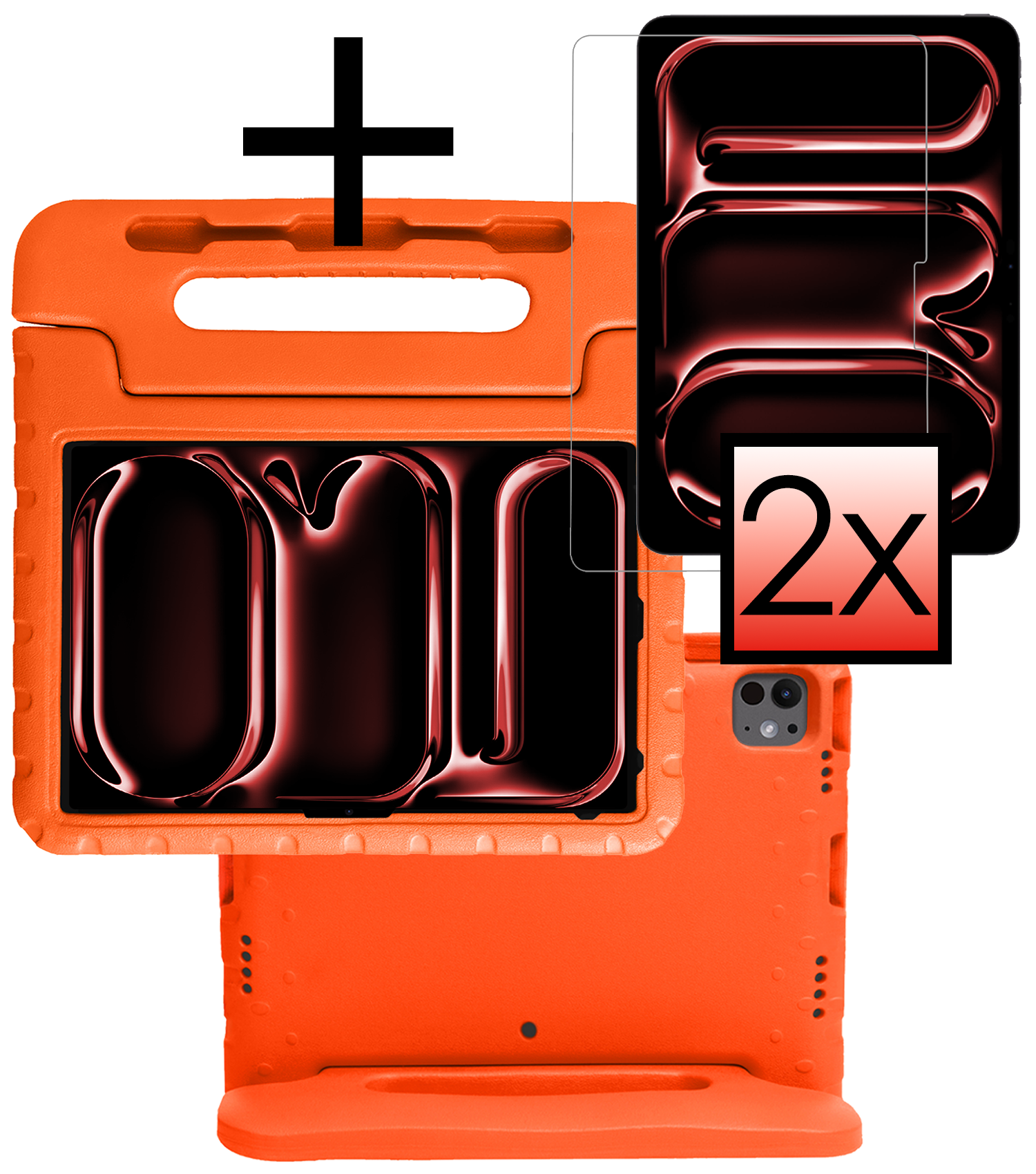 NoXx iPad Pro 13 inch 2024 Hoes Kinder Hoesje Kids Case Cover Kids Proof Met 2x Screenprotector - iPad Pro 13 inch 2024 Kinder Hoes - Oranje