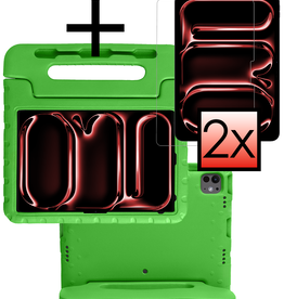 NoXx NoXx iPad Pro 2024 (13 inch) Kinderhoes Met 2x Screenprotector - Groen