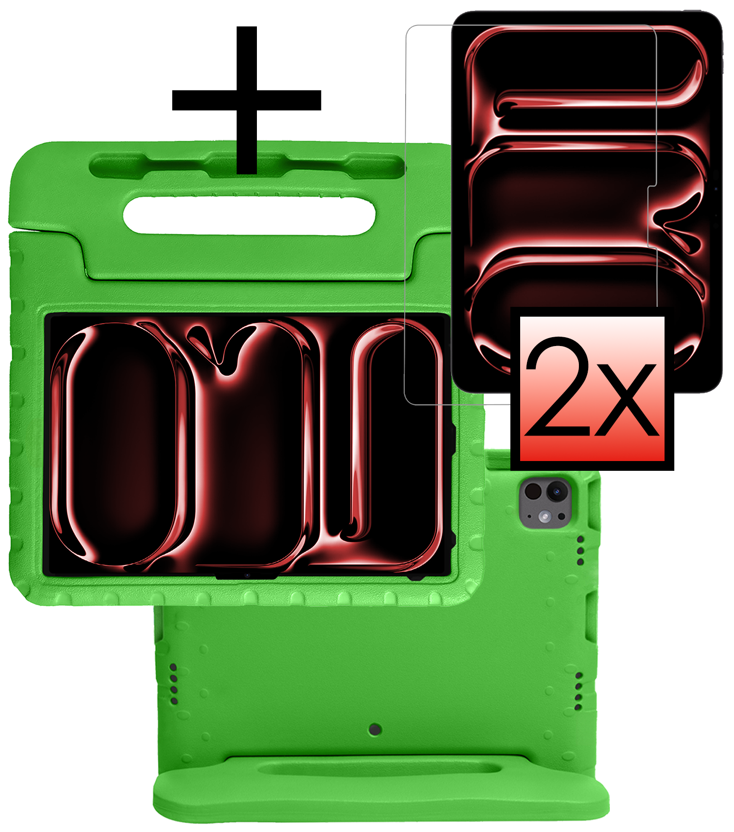 NoXx iPad Pro 13 inch 2024 Hoes Kinder Hoesje Kids Case Cover Kids Proof Met 2x Screenprotector - iPad Pro 13 inch 2024 Kinder Hoes - Groen