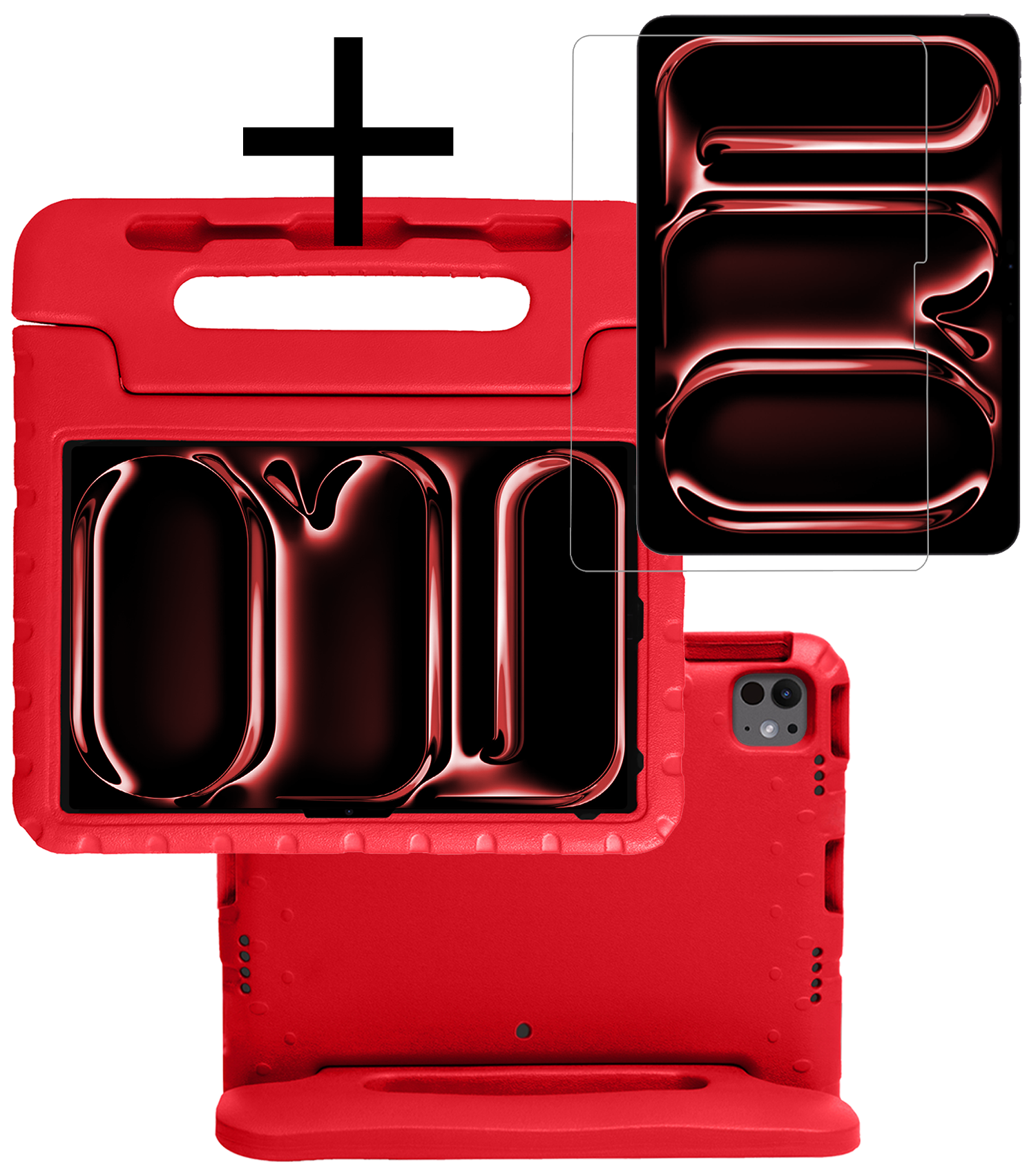 NoXx iPad Pro 13 inch 2024 Hoes Kinder Hoesje Kids Case Cover Kids Proof Met Screenprotector - iPad Pro 13 inch 2024 Kinder Hoes - Rood