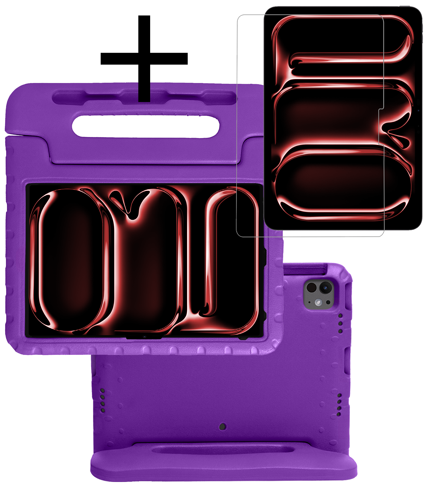 NoXx iPad Pro 13 inch 2024 Hoes Kinder Hoesje Kids Case Cover Kids Proof Met Screenprotector - iPad Pro 13 inch 2024 Kinder Hoes - Paars