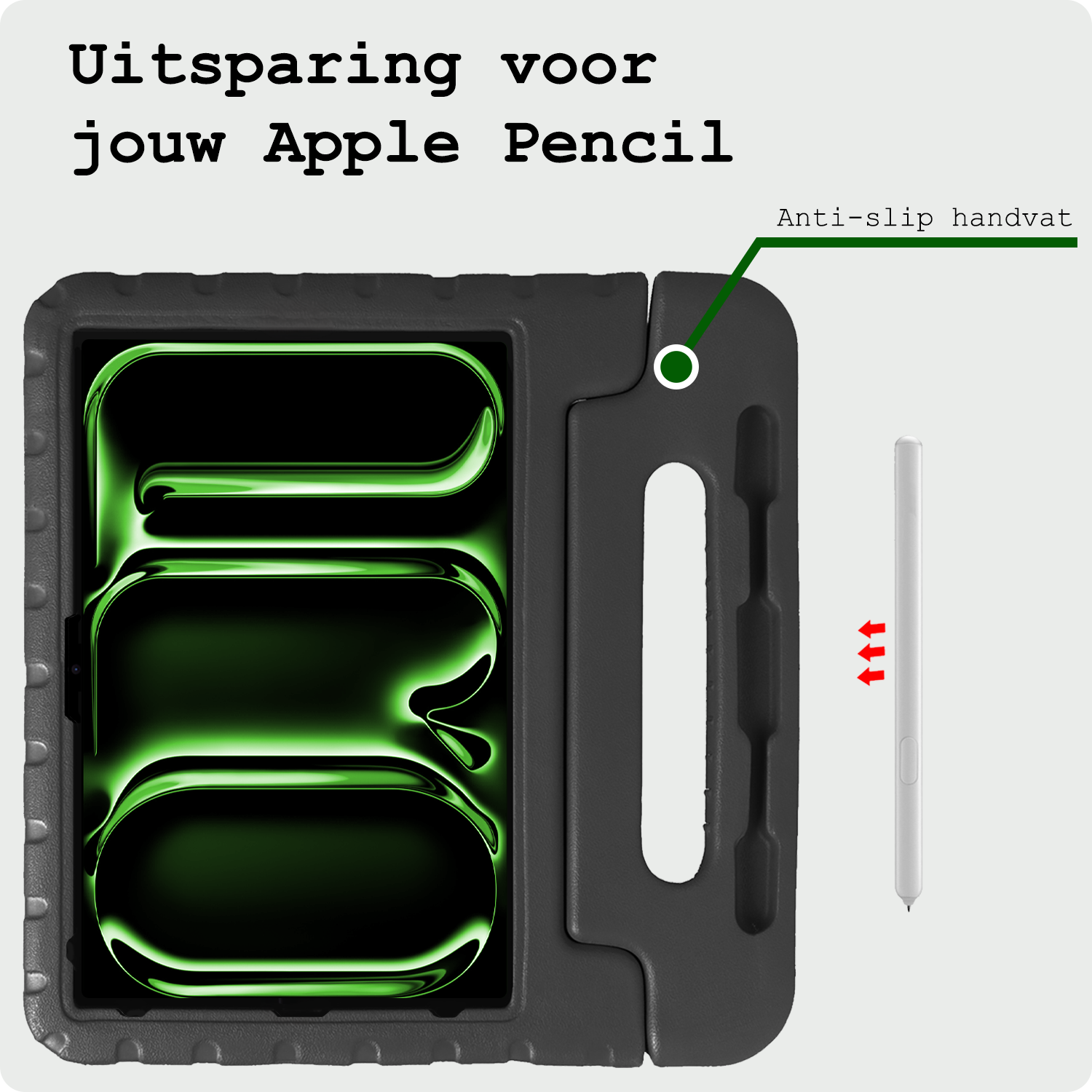 BASEY. iPad Pro 13 inch 2024 Hoes Kinder Hoesje Kids Case Cover Kids Proof Met 2x Screenprotector - iPad Pro 13 inch 2024 Kinder Hoes - Zwart