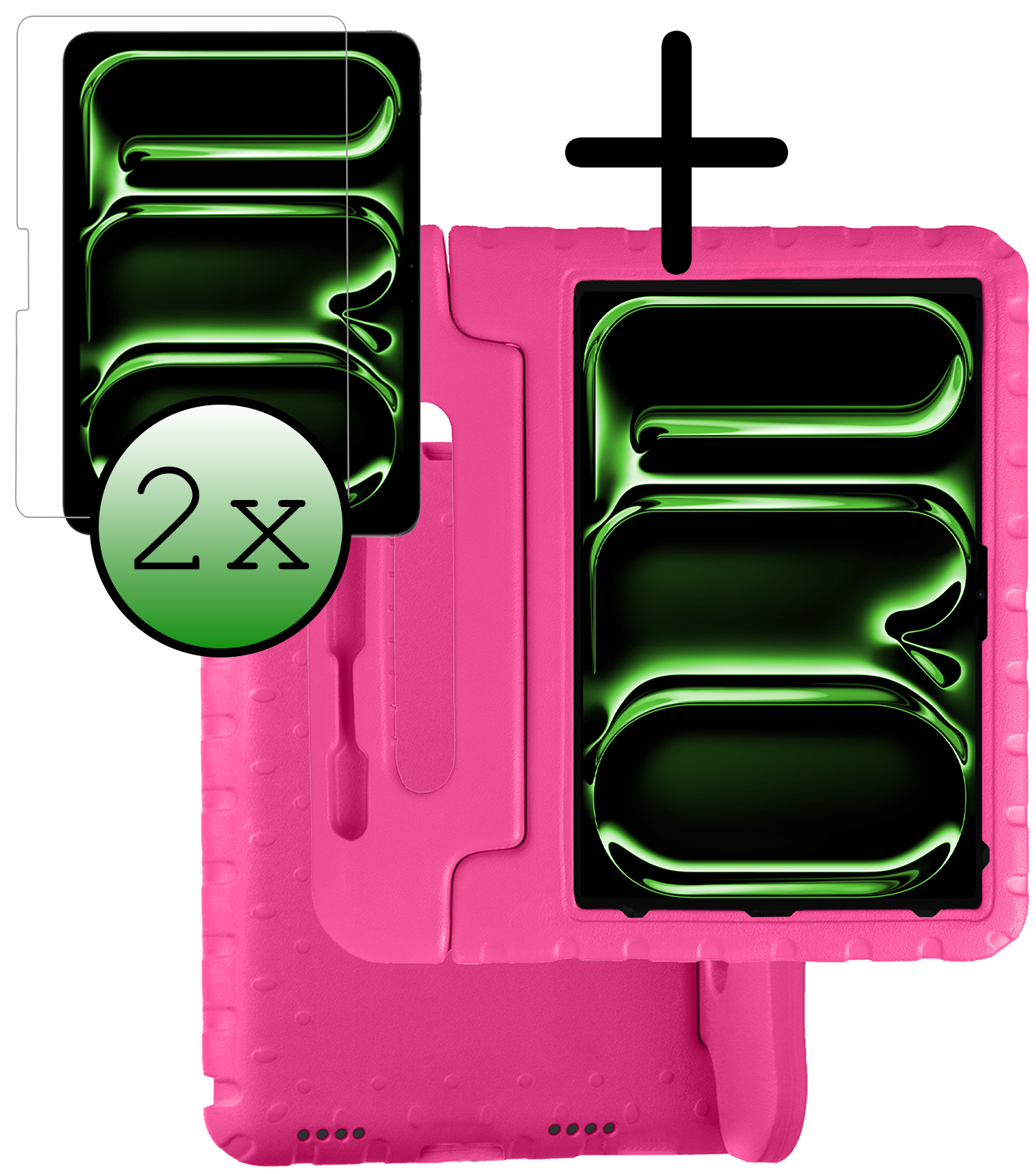 BASEY. iPad Pro 13 inch 2024 Hoes Kinder Hoesje Kids Case Cover Kids Proof Met 2x Screenprotector - iPad Pro 13 inch 2024 Kinder Hoes - Roze