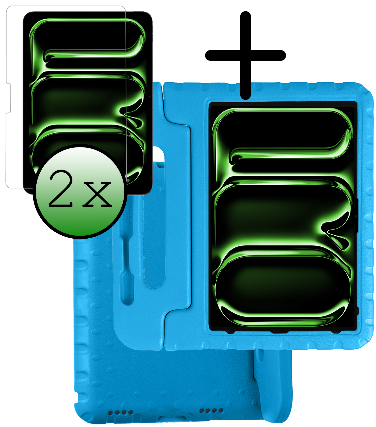 BASEY. iPad Pro 13 inch 2024 Hoes Kinder Hoesje Kids Case Cover Kids Proof Met 2x Screenprotector - iPad Pro 13 inch 2024 Kinder Hoes - Licht Blauw