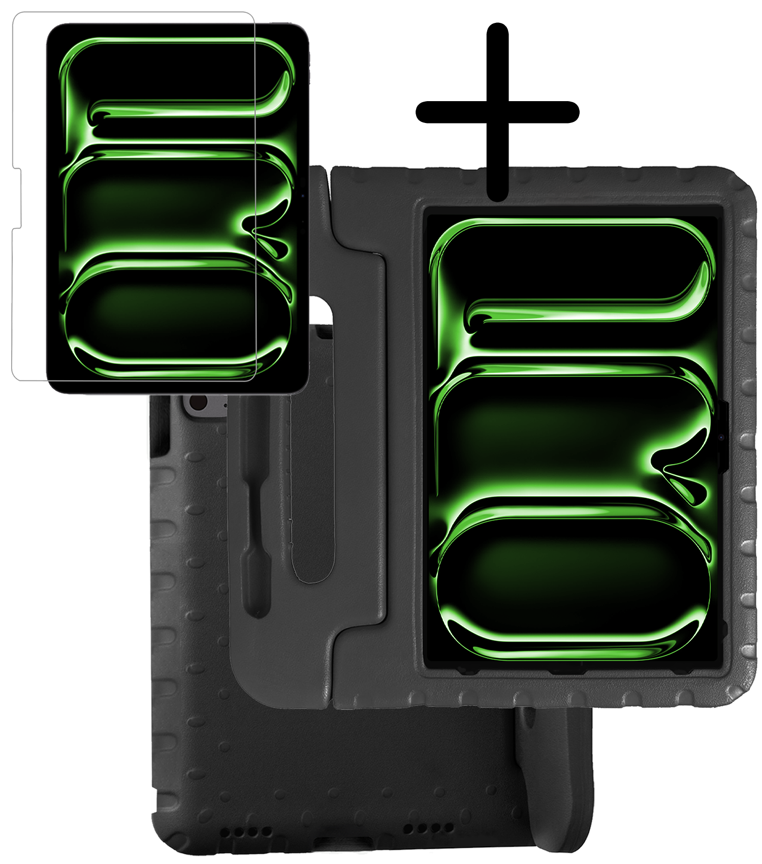 BASEY. iPad Pro 13 inch 2024 Hoes Kinder Hoesje Kids Case Cover Kids Proof Met Screenprotector - iPad Pro 13 inch 2024 Kinder Hoes - Zwart