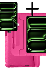 BASEY. iPad Pro 13 inch 2024 Hoes Kinder Hoesje Kids Case Cover Kids Proof Met Screenprotector - iPad Pro 13 inch 2024 Kinder Hoes - Roze