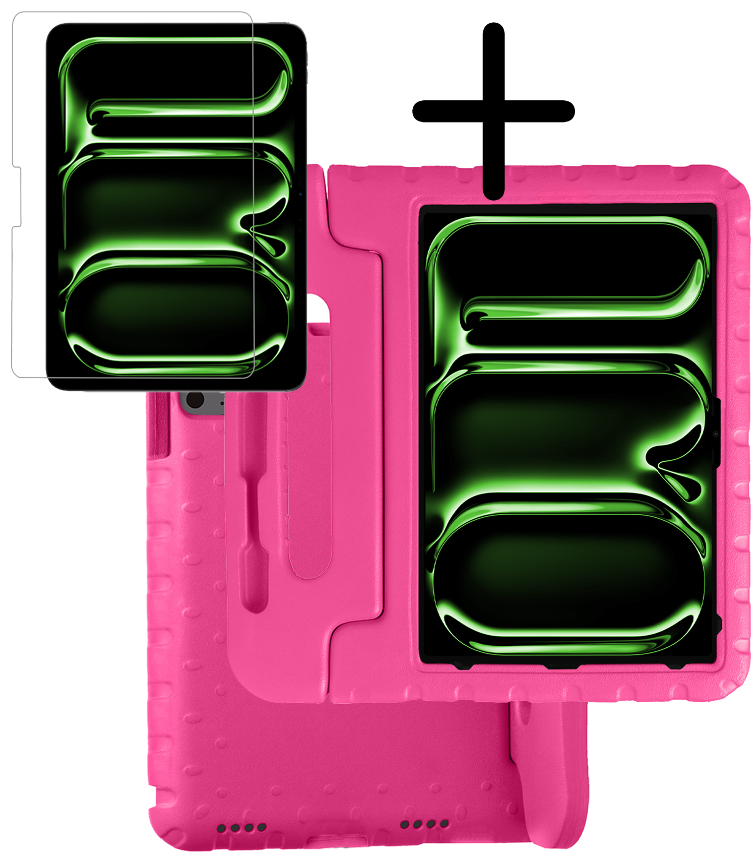 BASEY. iPad Pro 13 inch 2024 Hoes Kinder Hoesje Kids Case Cover Kids Proof Met Screenprotector - iPad Pro 13 inch 2024 Kinder Hoes - Roze