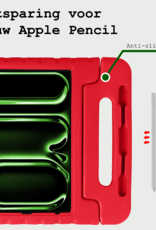BASEY. iPad Pro 13 inch 2024 Hoes Kinder Hoesje Kids Case Cover Kids Proof Met Screenprotector - iPad Pro 13 inch 2024 Kinder Hoes - Rood
