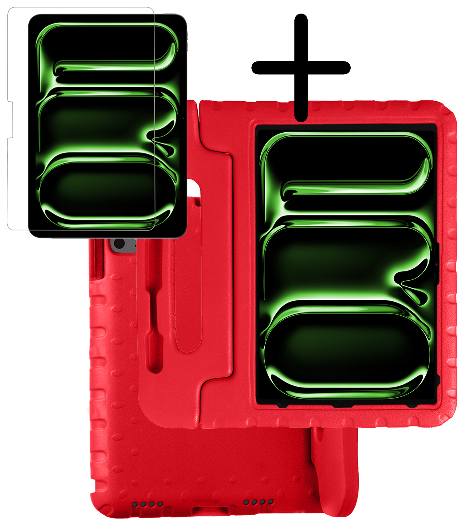 BASEY. iPad Pro 13 inch 2024 Hoes Kinder Hoesje Kids Case Cover Kids Proof Met Screenprotector - iPad Pro 13 inch 2024 Kinder Hoes - Rood