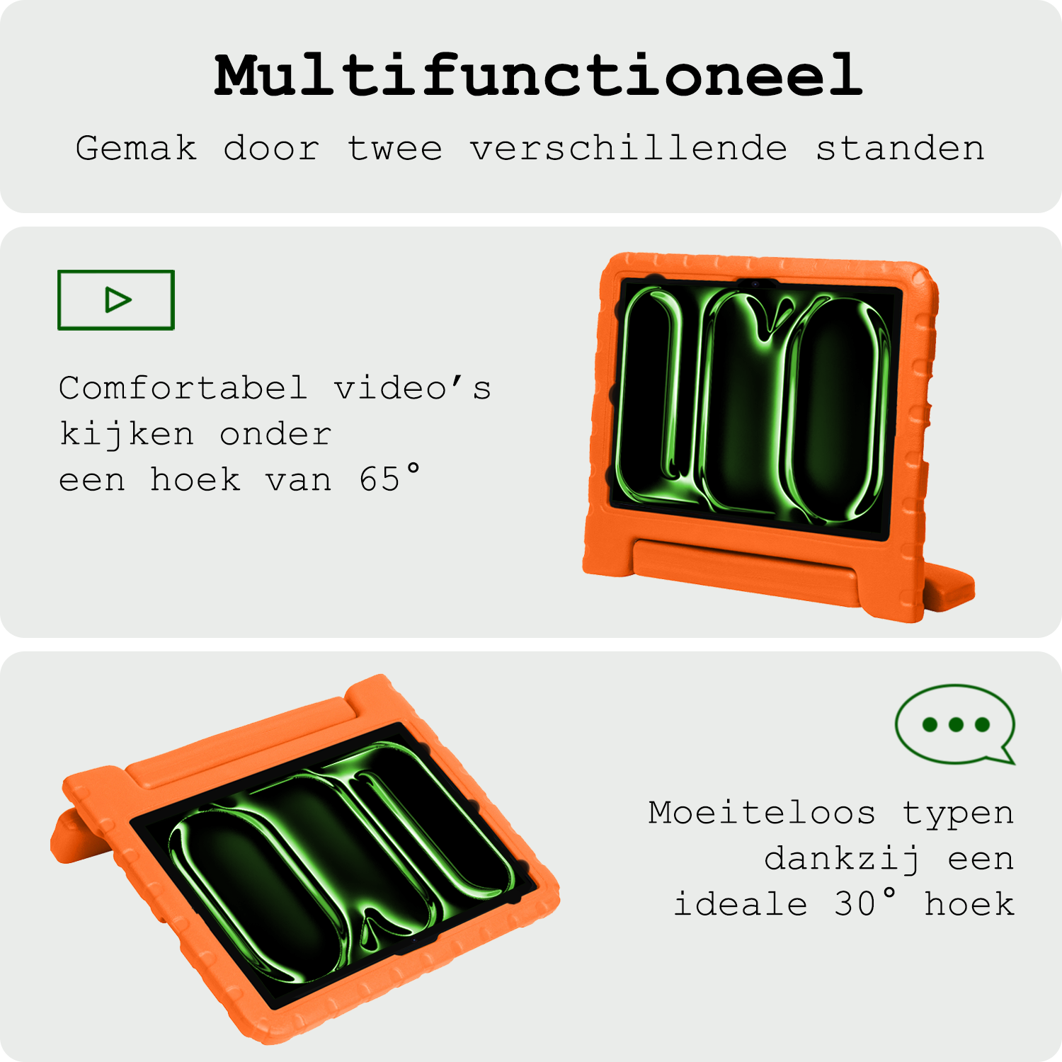 BASEY. iPad Pro 13 inch 2024 Hoes Kinder Hoesje Kids Case Cover Kids Proof Met Screenprotector - iPad Pro 13 inch 2024 Kinder Hoes - Oranje