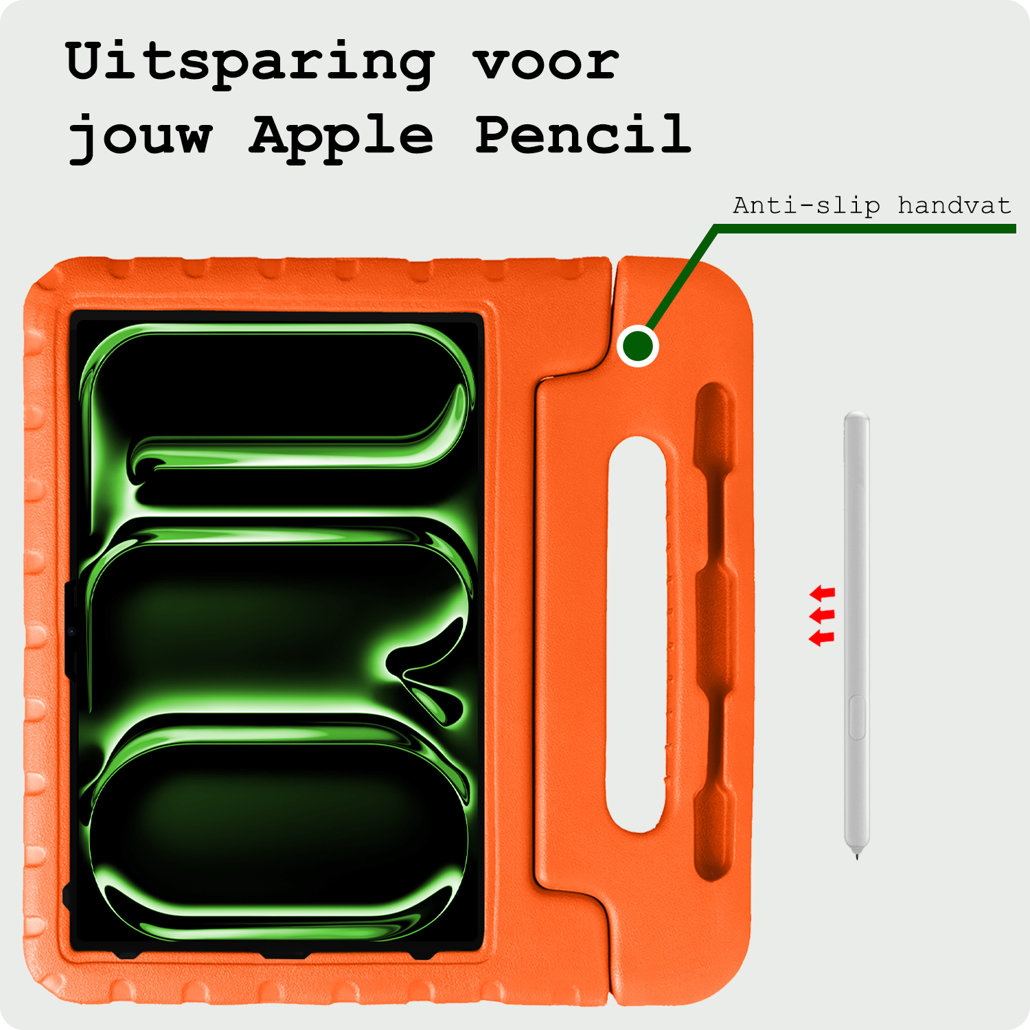 BASEY. iPad Pro 13 inch 2024 Hoes Kinder Hoesje Kids Case Cover Kids Proof Met Screenprotector - iPad Pro 13 inch 2024 Kinder Hoes - Oranje