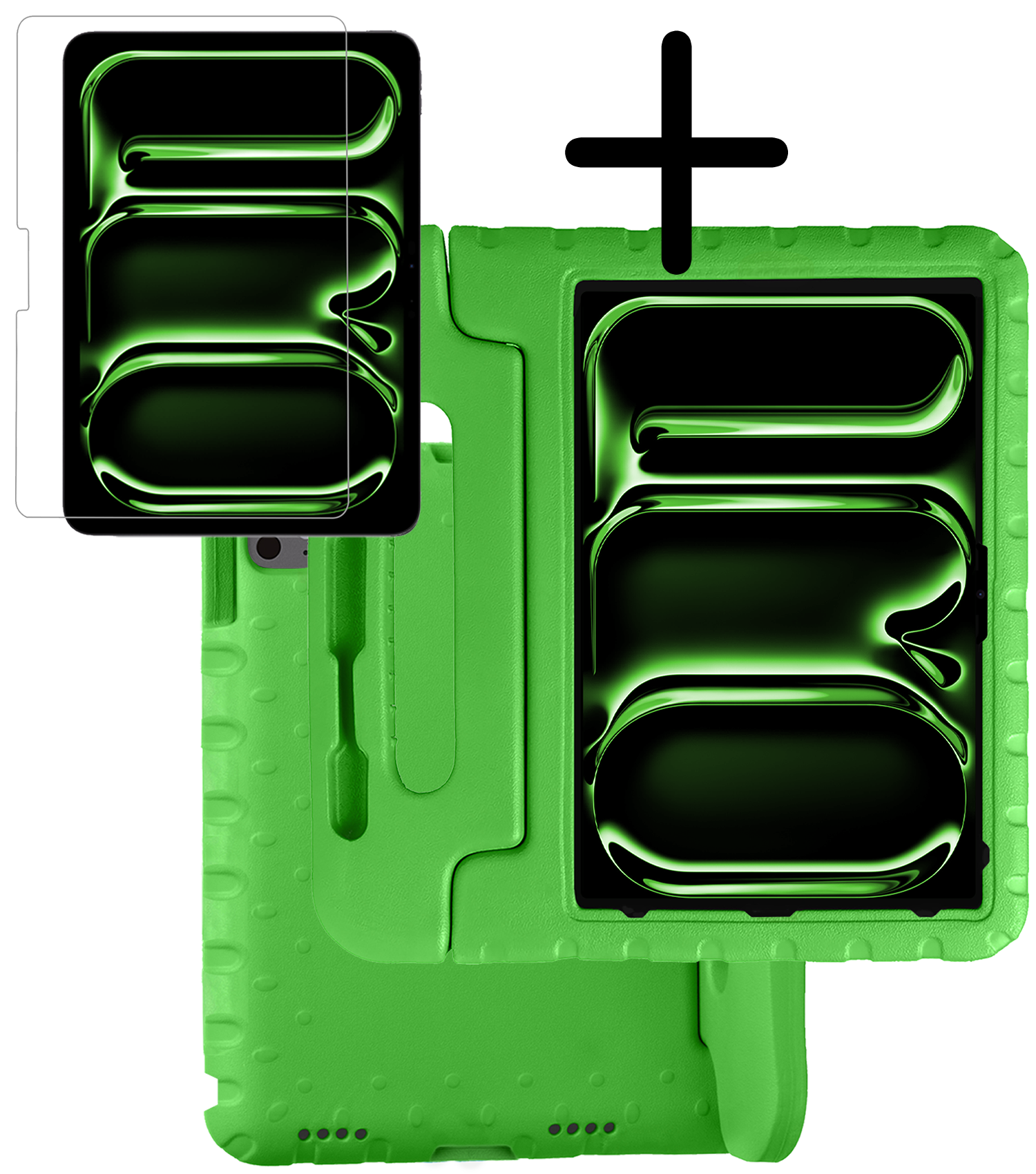 BASEY. iPad Pro 13 inch 2024 Hoes Kinder Hoesje Kids Case Cover Kids Proof Met Screenprotector - iPad Pro 13 inch 2024 Kinder Hoes - Groen