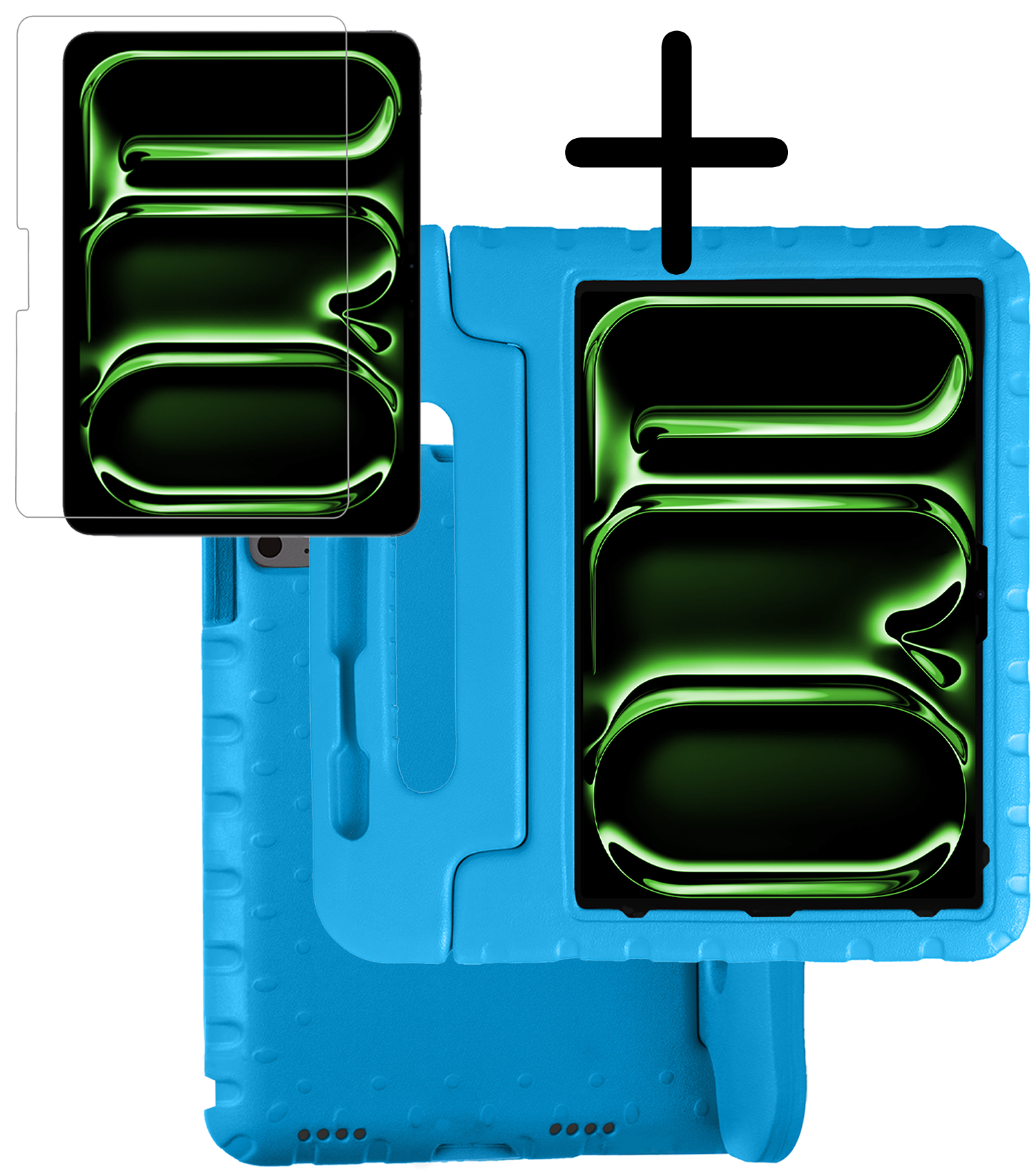 BASEY. iPad Pro 13 inch 2024 Hoes Kinder Hoesje Kids Case Cover Kids Proof Met Screenprotector - iPad Pro 13 inch 2024 Kinder Hoes - Licht Blauw