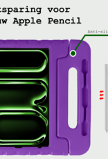 BASEY. iPad Pro 13 inch 2024 Hoes Kinder Hoesje Kids Case Cover Kids Proof - iPad Pro 13 inch 2024 Kinder Hoes - Paars