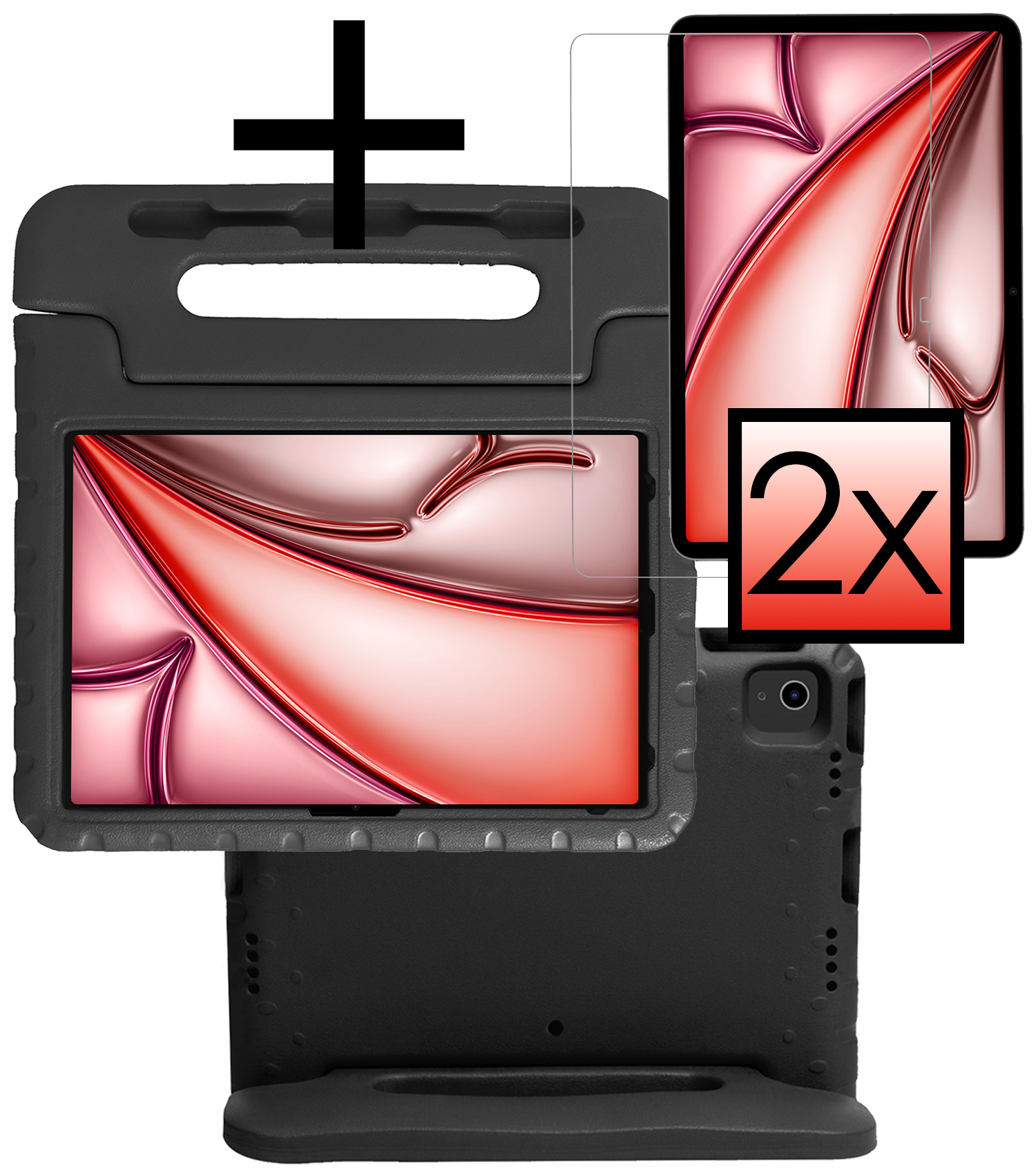 NoXx iPad Air 2024 Hoes Kinder Hoesje Kids Case Cover Kids Proof Met 2x Screenprotector - iPad Air 6 (13 inch) Kinder Hoes - Zwart