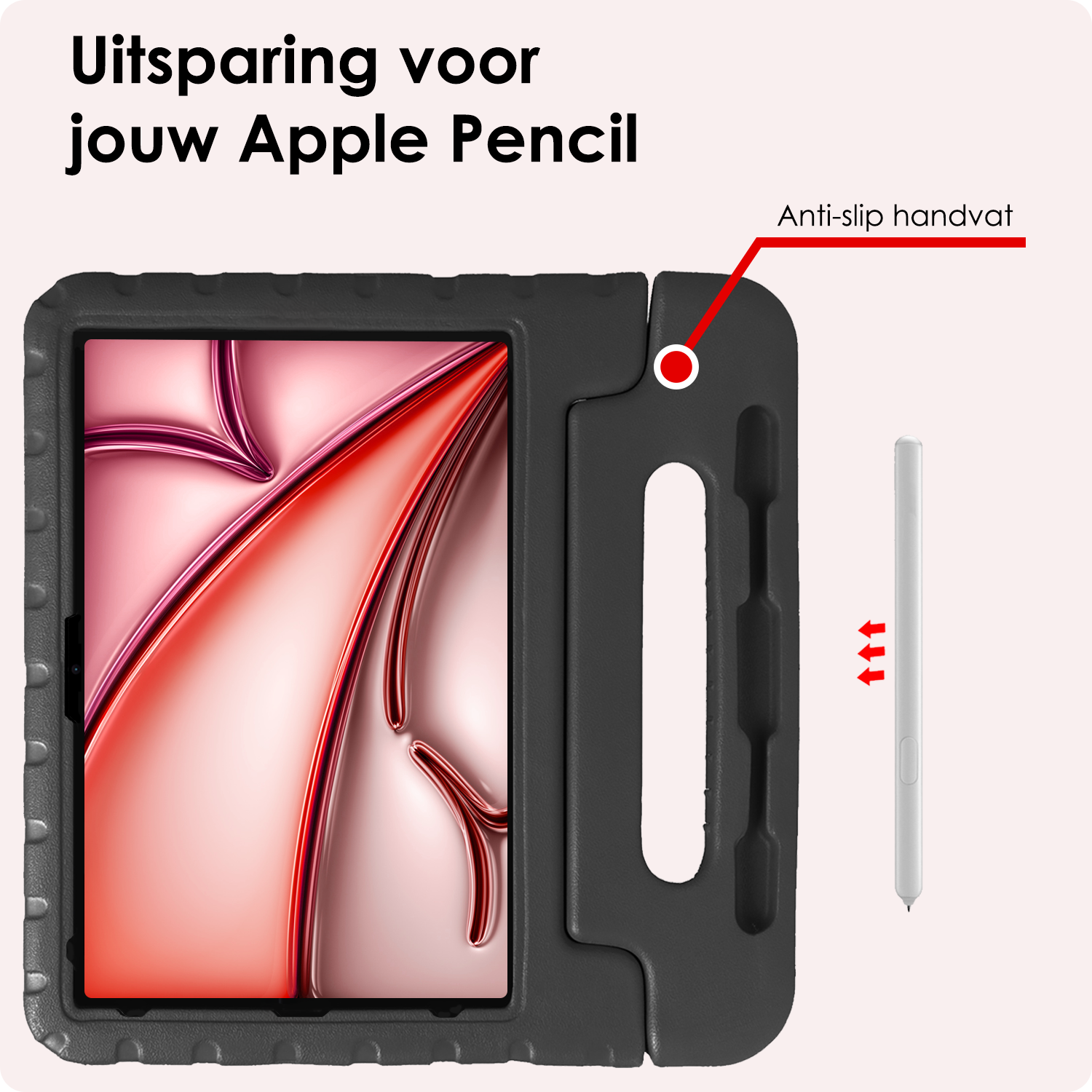 NoXx iPad Air 2024 Hoes Kinder Hoesje Kids Case Cover Kids Proof Met 2x Screenprotector - iPad Air 6 (13 inch) Kinder Hoes - Zwart