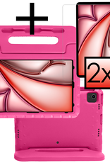 NoXx iPad Air 2024 Hoes Kinder Hoesje Kids Case Cover Kids Proof Met 2x Screenprotector - iPad Air 6 (13 inch) Kinder Hoes - Roze