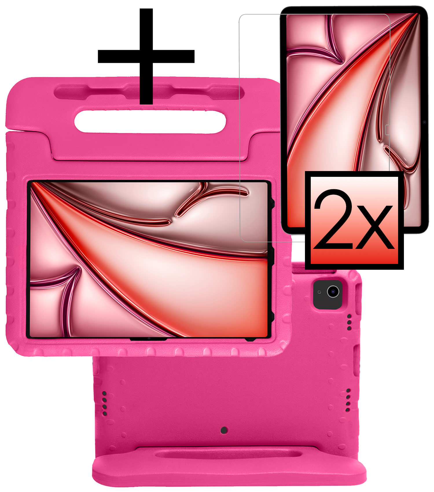 NoXx iPad Air 2024 Hoes Kinder Hoesje Kids Case Cover Kids Proof Met 2x Screenprotector - iPad Air 6 (13 inch) Kinder Hoes - Roze