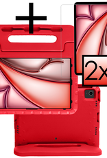NoXx iPad Air 2024 Hoes Kinder Hoesje Kids Case Cover Kids Proof Met 2x Screenprotector - iPad Air 6 (13 inch) Kinder Hoes - Rood