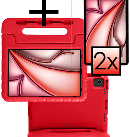 NoXx NoXx iPad Air 6 (13 inch) Kinderhoes Met 2x Screenprotector - Rood
