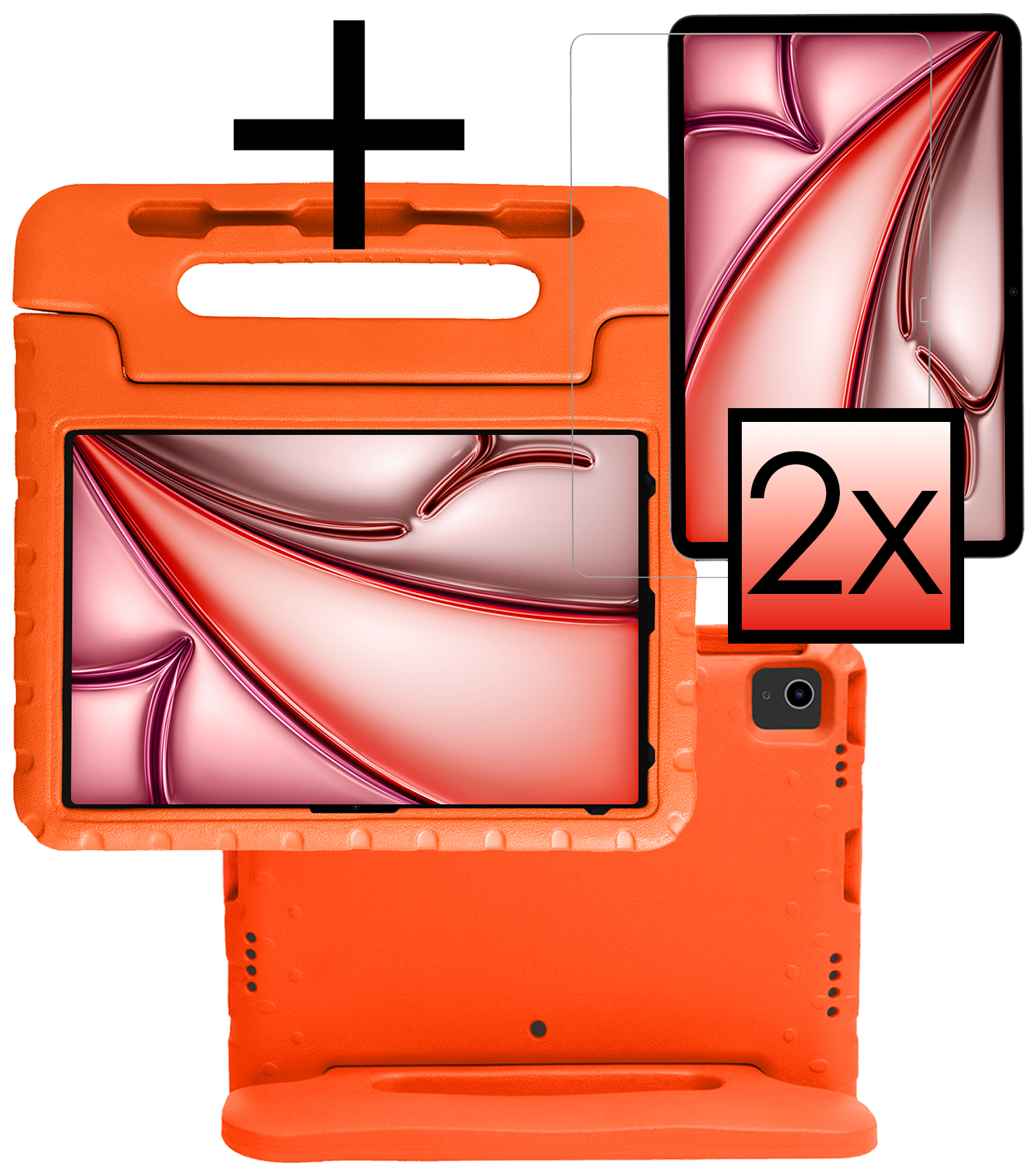 NoXx iPad Air 2024 Hoes Kinder Hoesje Kids Case Cover Kids Proof Met 2x Screenprotector - iPad Air 6 (13 inch) Kinder Hoes - Oranje