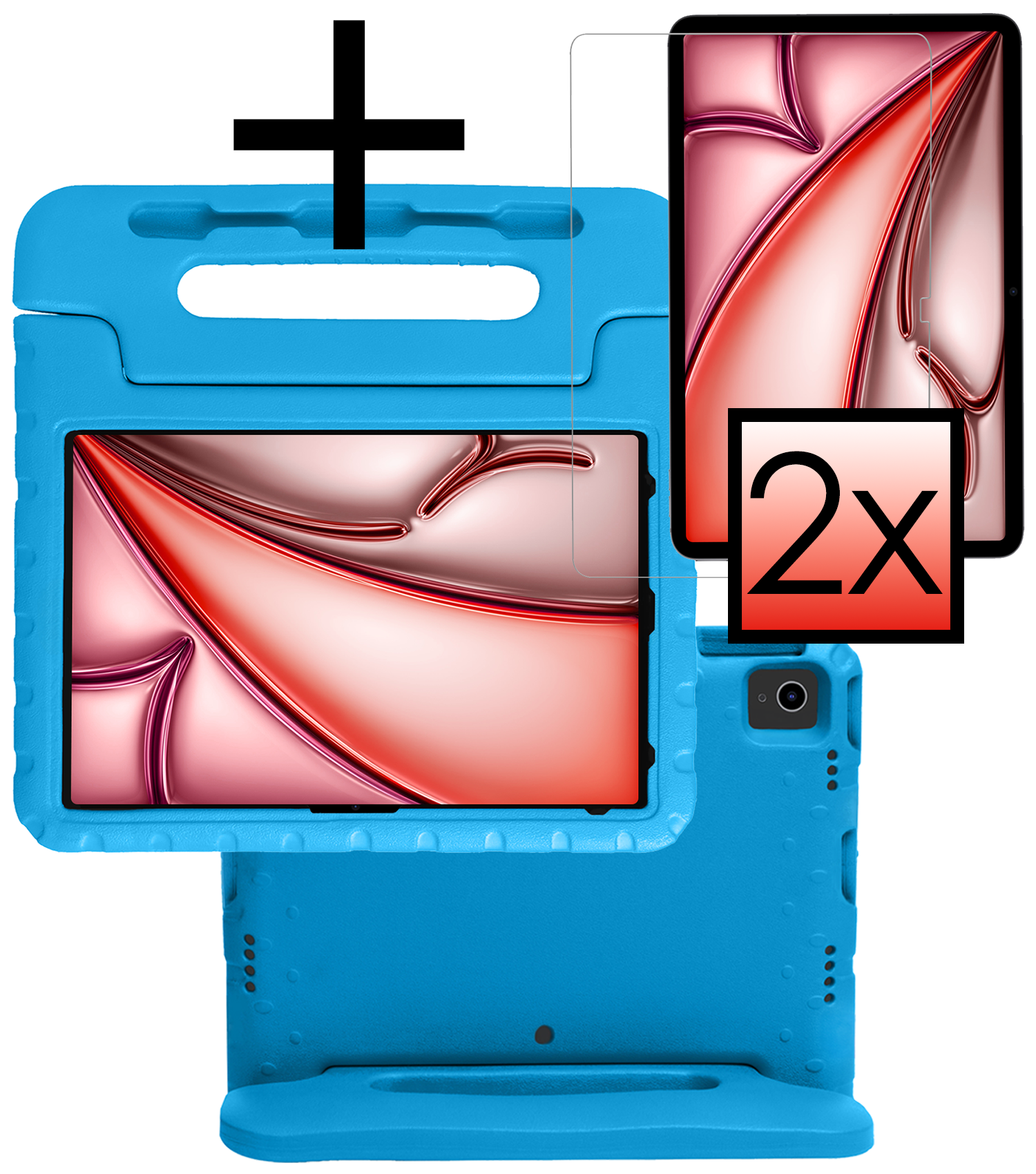 NoXx iPad Air 2024 Hoes Kinder Hoesje Kids Case Cover Kids Proof Met 2x Screenprotector - iPad Air 6 (13 inch) Kinder Hoes - Licht Blauw