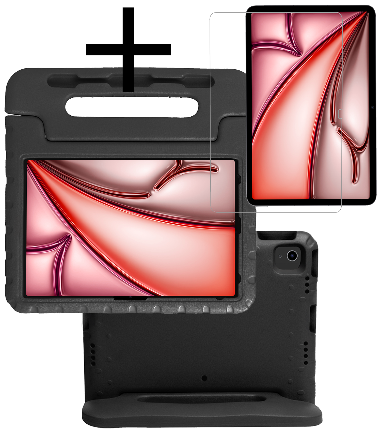 NoXx iPad Air 2024 Hoes Kinder Hoesje Kids Case Cover Kids Proof Met Screenprotector - iPad Air 6 (13 inch) Kinder Hoes - Zwart