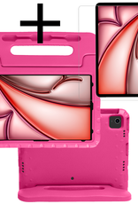 NoXx iPad Air 2024 Hoes Kinder Hoesje Kids Case Cover Kids Proof Met Screenprotector - iPad Air 6 (13 inch) Kinder Hoes - Roze