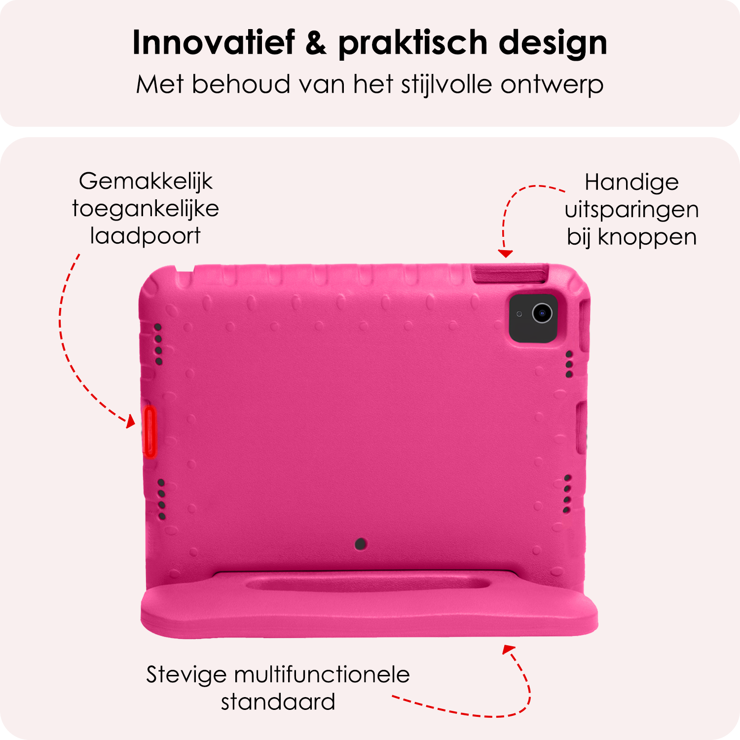 NoXx iPad Air 2024 Hoes Kinder Hoesje Kids Case Cover Kids Proof Met Screenprotector - iPad Air 6 (13 inch) Kinder Hoes - Roze