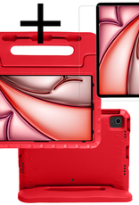 NoXx iPad Air 2024 Hoes Kinder Hoesje Kids Case Cover Kids Proof Met Screenprotector - iPad Air 6 (13 inch) Kinder Hoes - Rood