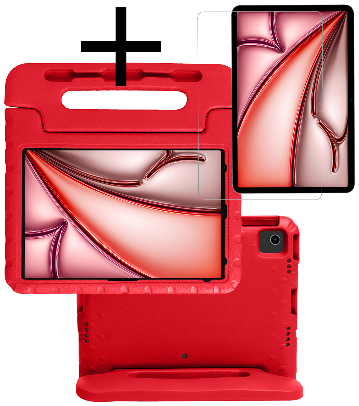 NoXx iPad Air 2024 Hoes Kinder Hoesje Kids Case Cover Kids Proof Met Screenprotector - iPad Air 6 (13 inch) Kinder Hoes - Rood