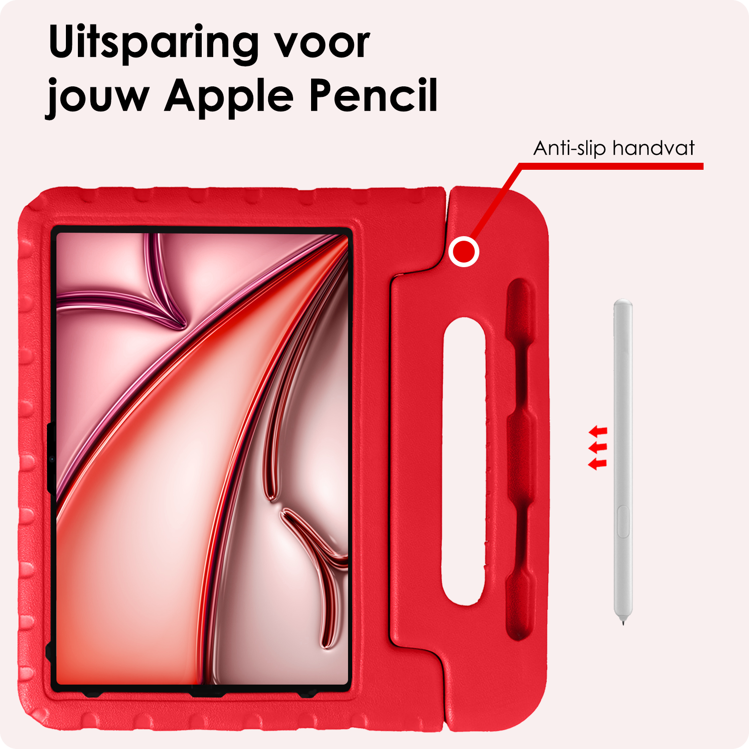 NoXx iPad Air 2024 Hoes Kinder Hoesje Kids Case Cover Kids Proof Met Screenprotector - iPad Air 6 (13 inch) Kinder Hoes - Rood