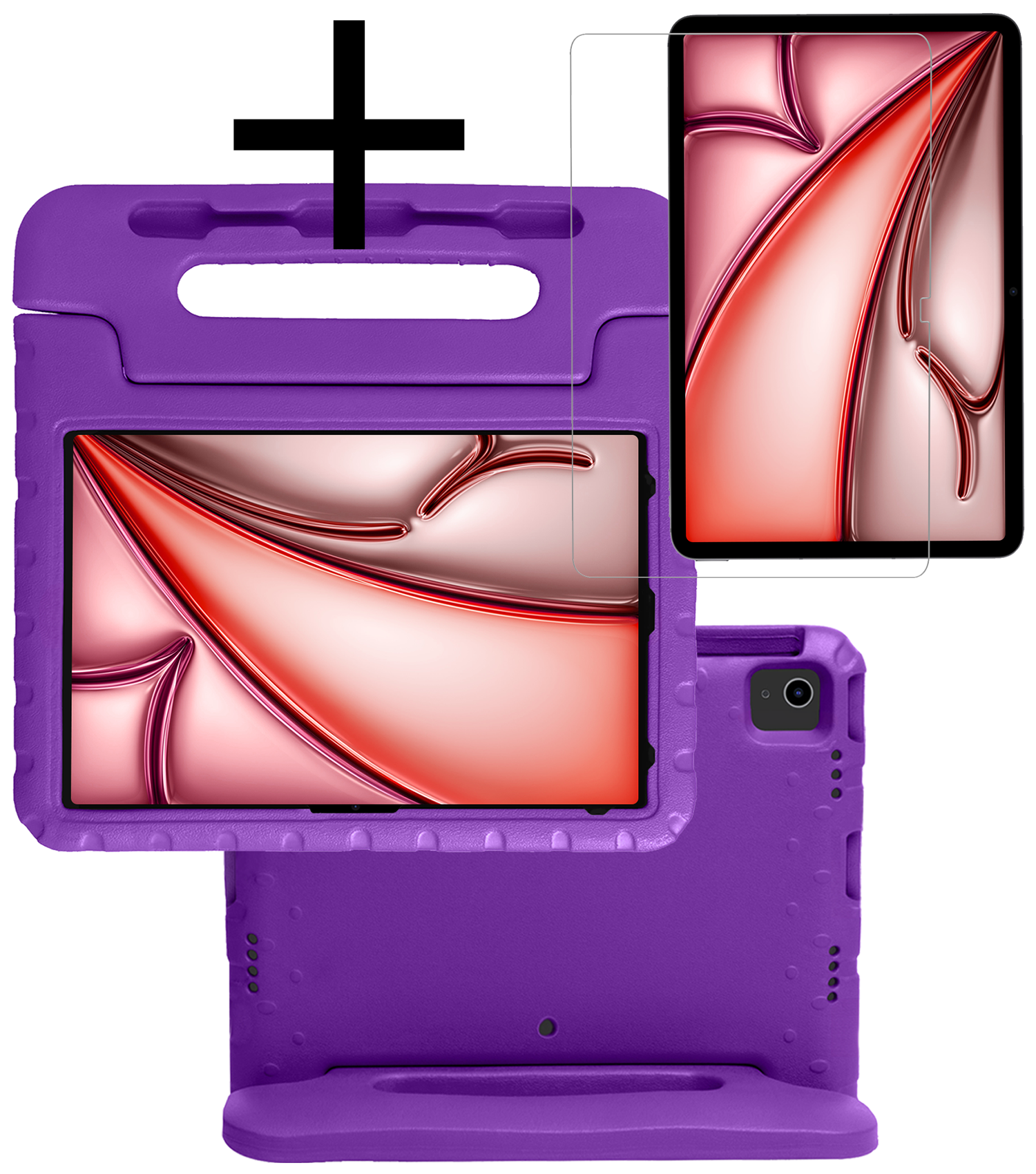 NoXx iPad Air 2024 Hoes Kinder Hoesje Kids Case Cover Kids Proof Met Screenprotector - iPad Air 6 (13 inch) Kinder Hoes - Paars
