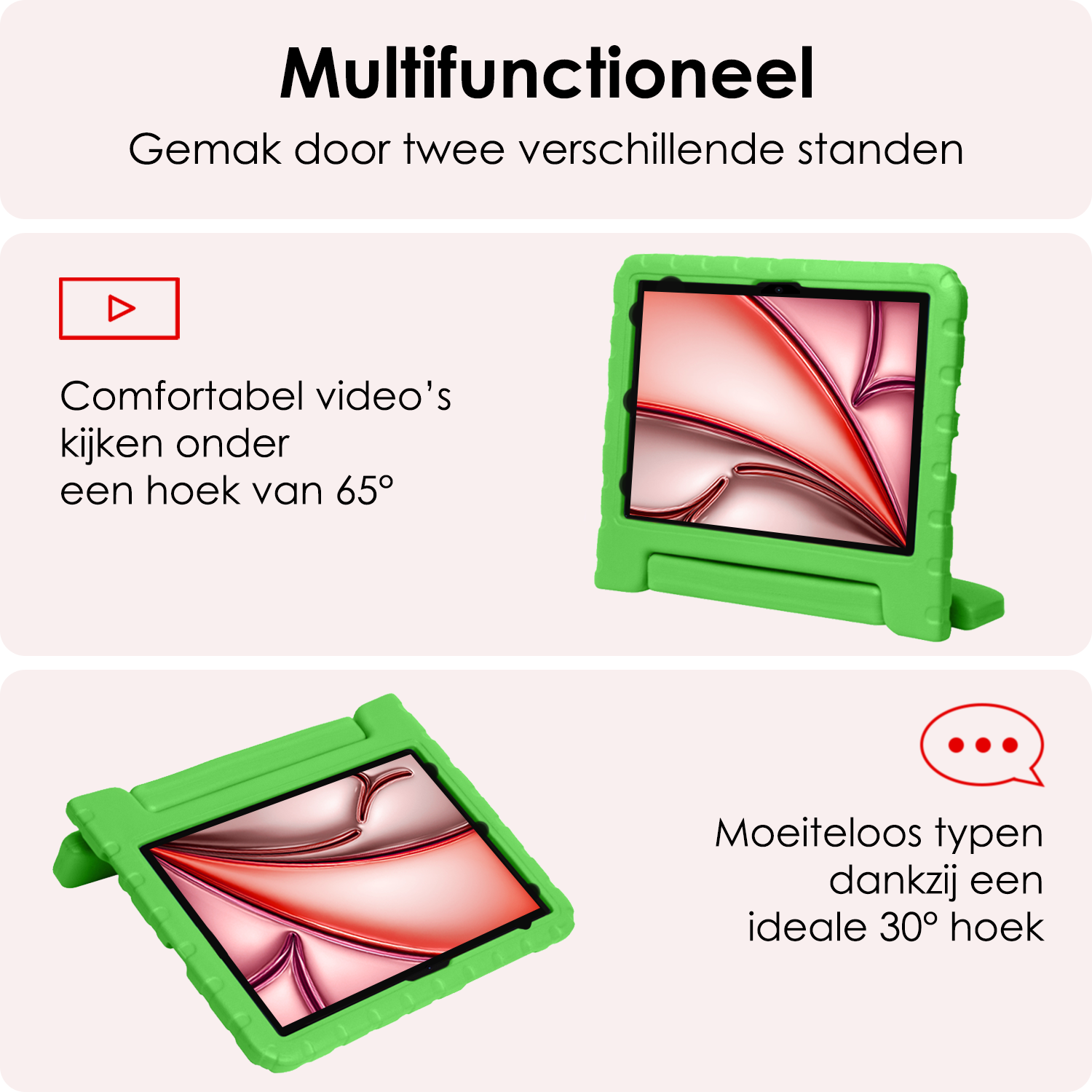 NoXx iPad Air 2024 Hoes Kinder Hoesje Kids Case Cover Kids Proof Met Screenprotector - iPad Air 6 (13 inch) Kinder Hoes - Groen