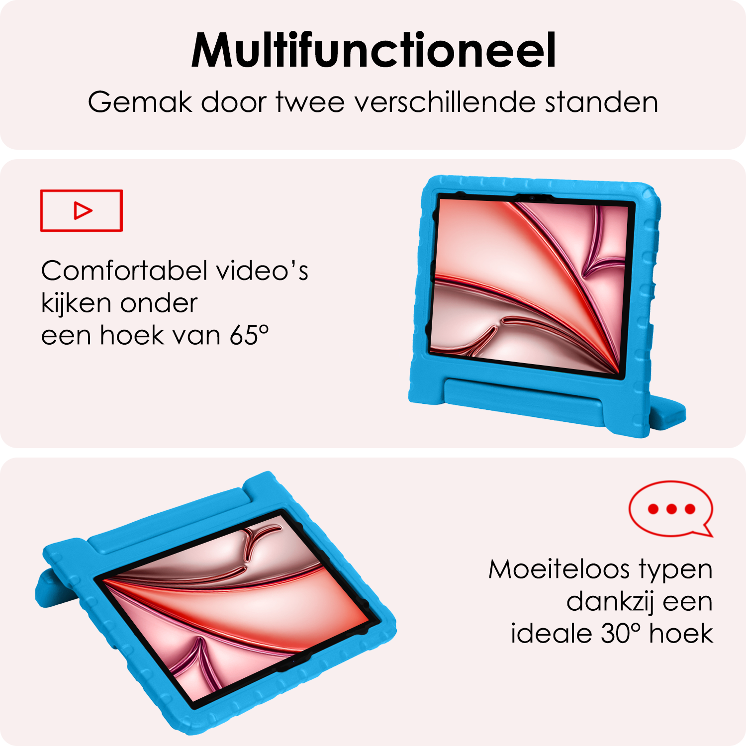 NoXx iPad Air 2024 Hoes Kinder Hoesje Kids Case Cover Kids Proof Met Screenprotector - iPad Air 6 (13 inch) Kinder Hoes - Licht Blauw