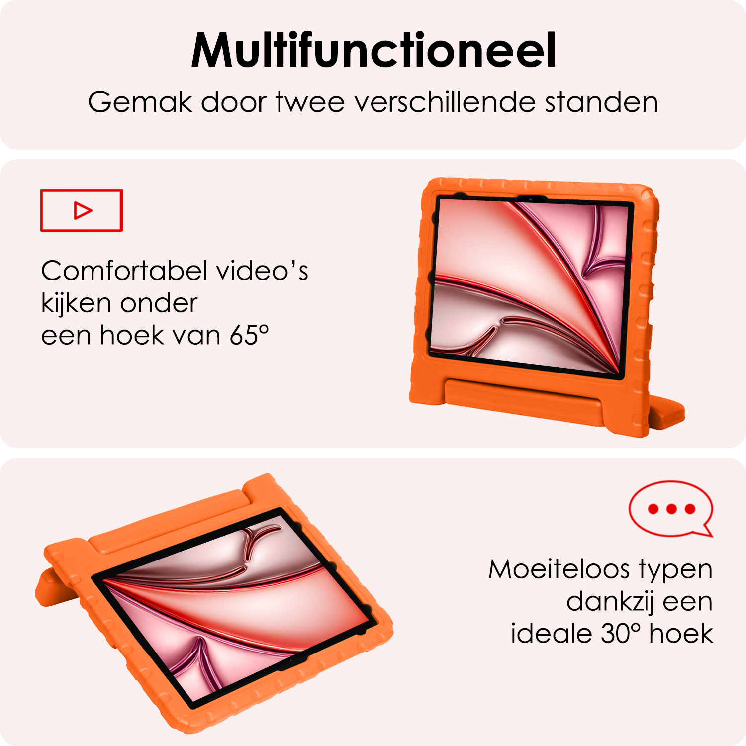 NoXx iPad Air 2024 Hoes Kinder Hoesje Kids Case Cover Kids Proof - iPad Air 6 (13 inch) Kinder Hoes - Oranje