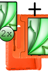 BASEY. iPad Air 2024 Hoes Kinder Hoesje Kids Case Cover Kids Proof Met 2x Screenprotector - iPad Air 6 (13 inch) Kinder Hoes - Oranje